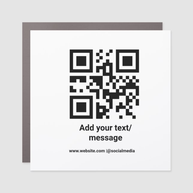 simple custom barcode add your text website QR Cla Car Magnet (Front)