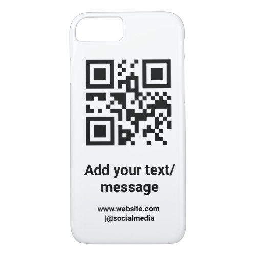 simple custom barcode add your text website QR Cla iPhone 87 Case