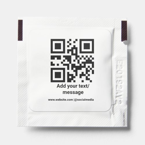 simple custom barcode add your text website QR Cla Hand Sanitizer Packet
