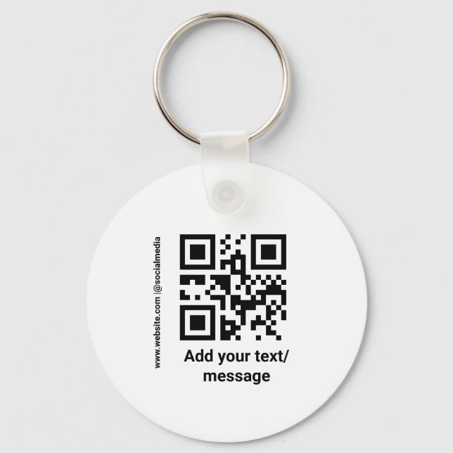 simple custom barcode add your text website QR Cla Keychain (Front)