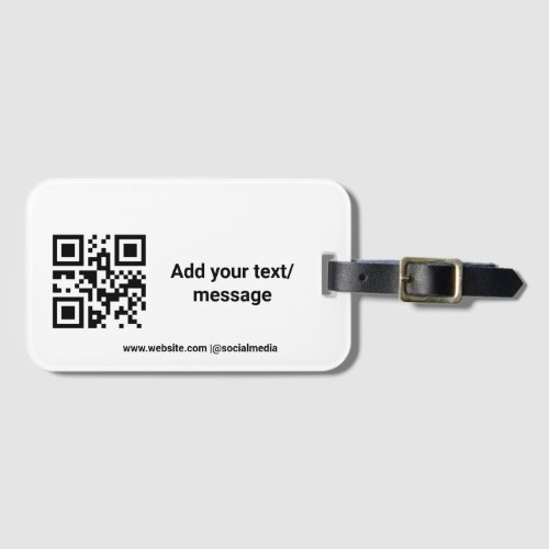 simple custom barcode add your text website QR Cla Luggage Tag