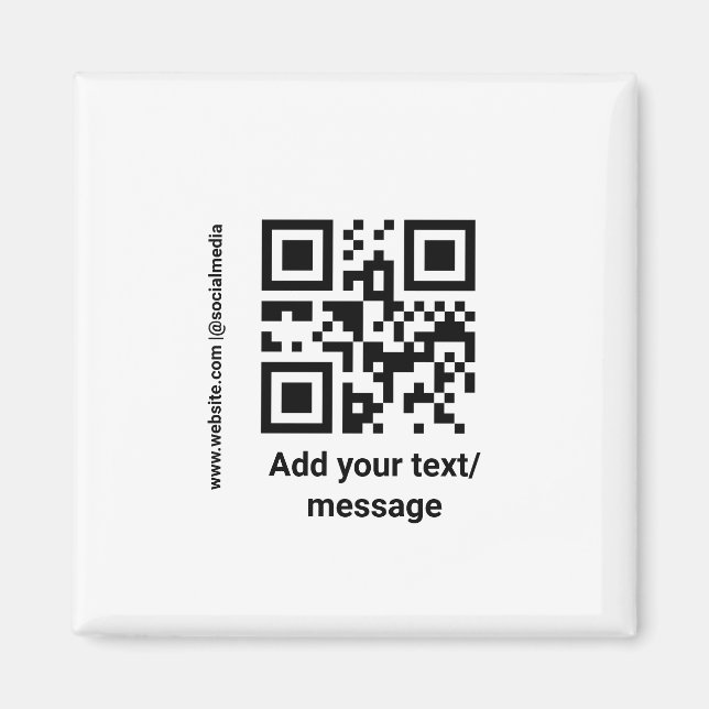 simple custom barcode add your text website QR Cla Magnet (Front)