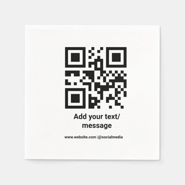 simple custom barcode add your text website QR Cla Napkins (Front)