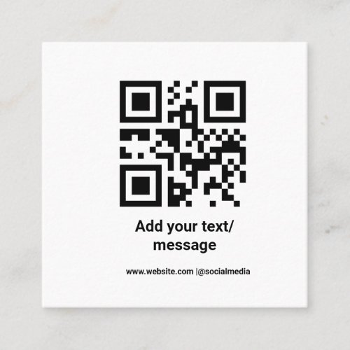 simple custom barcode add your text website QR Cla Square Business Card