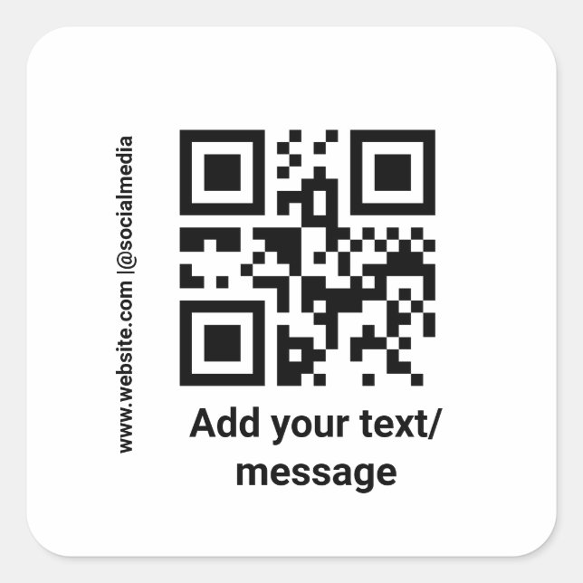 simple custom barcode add your text website QR Cla Square Sticker (Front)