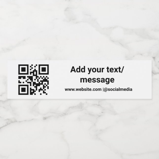 simple custom barcode add your text website QR Cla Water Bottle Label (Single Label)