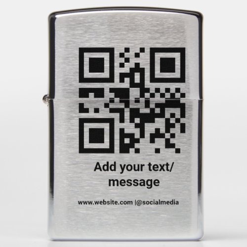 simple custom barcode add your text website QR Cla Zippo Lighter