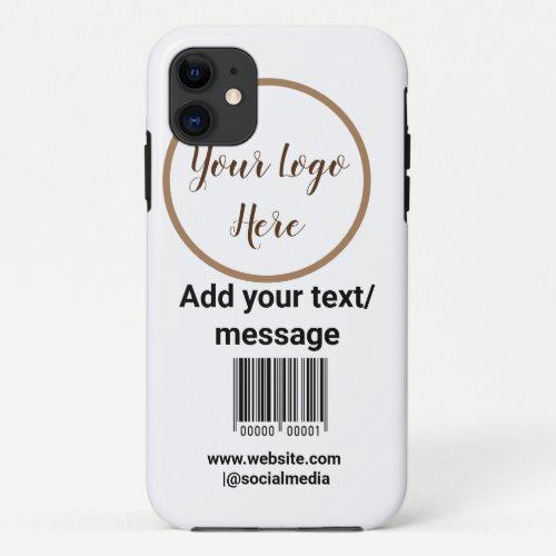 simple custom barcode add your text website QR  Sq iPhone 11 Case