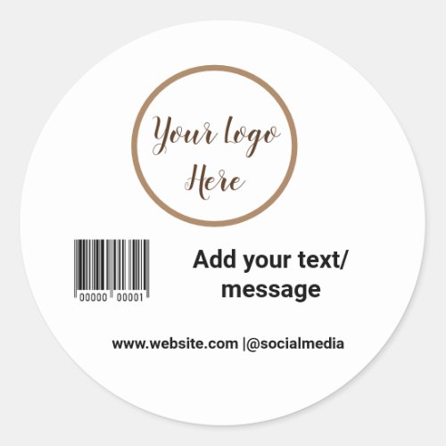 simple custom barcode add your text website QR  Sq Classic Round Sticker