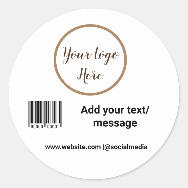 simple custom barcode add your text website QR  Sq Classic Round Sticker (Front)
