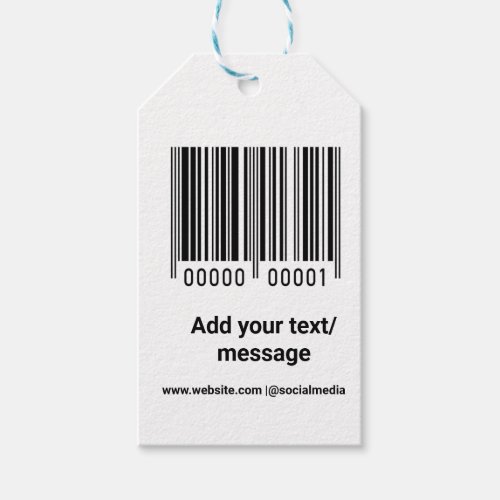 simple custom barcode add your text website QR  Sq Gift Tags