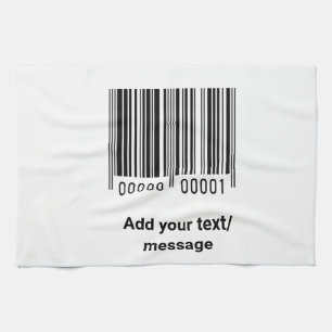 simple custom barcode add your text website QR Sq Kitchen Towel