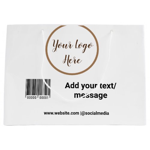 simple custom barcode add your text website QR  Sq Large Gift Bag