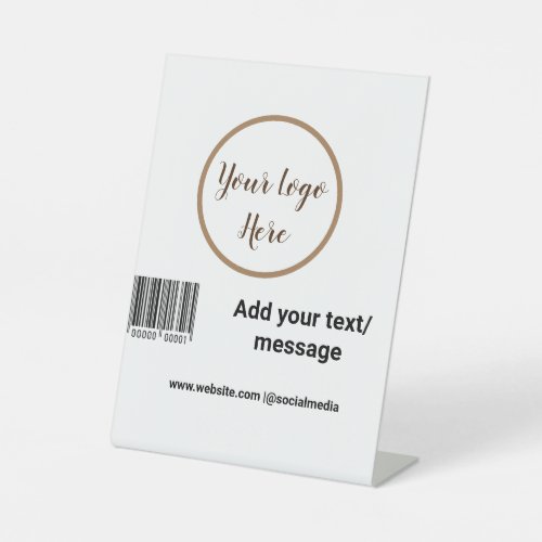 simple custom barcode add your text website QR  Sq Pedestal Sign