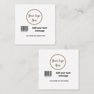 simple custom barcode add your text website QR Sq Square Business Card