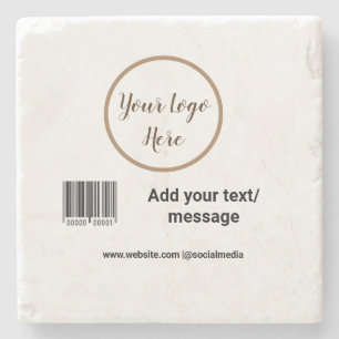 simple custom barcode add your text website QR Sq Stone Coaster