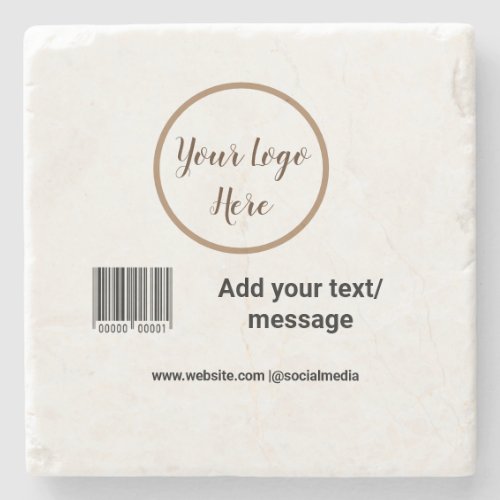 simple custom barcode add your text website QR  Sq Stone Coaster