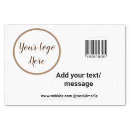 simple custom barcode add your text website QR  Sq Tissue Paper