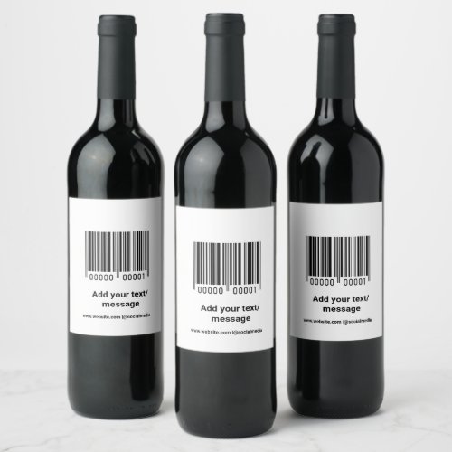 simple custom barcode add your text website QR  Sq Wine Label
