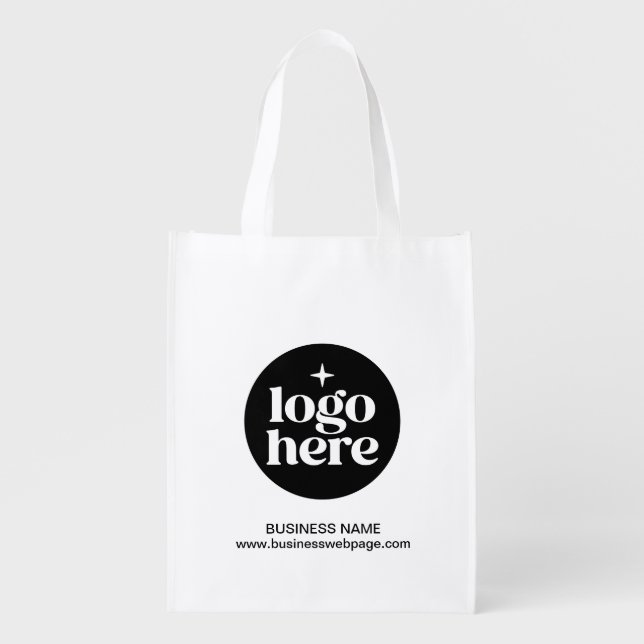 Simple Custom Basic Business Logo Grocery Bag (Front)