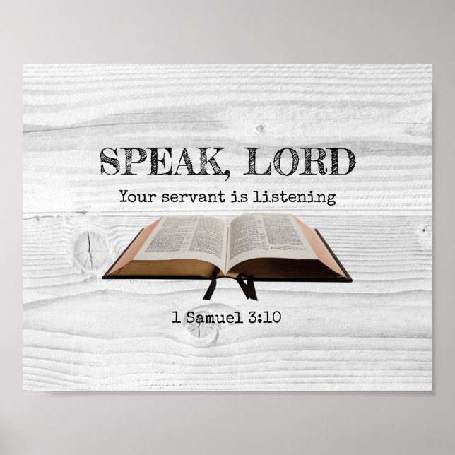 Simple Custom Bible SPEAK LORD Rustic Christian Poster (Front)
