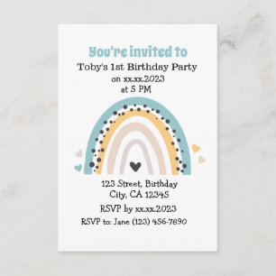 Simple Custom Birthday Rainbow Card Invitations