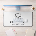 Simple Custom Black and White Logo Business Desk Mat<br><div class="desc">Simple desk mat with your logo,  business name and tagline in black and white.</div>