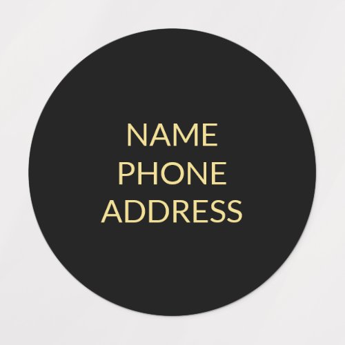 Simple custom black gold name contact info  kids labels
