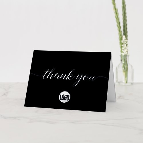 Simple Custom Black logo Business Thank you  Foil Greeting Card