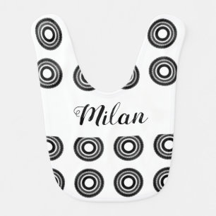 simple custom BLACK mandala monogram add your name Baby Bib