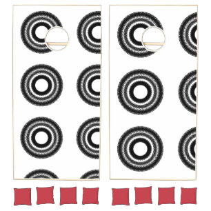simple custom BLACK mandala monogram add your name Cornhole Set