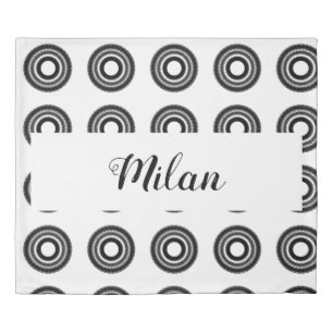 simple custom BLACK mandala monogram add your name Duvet Cover