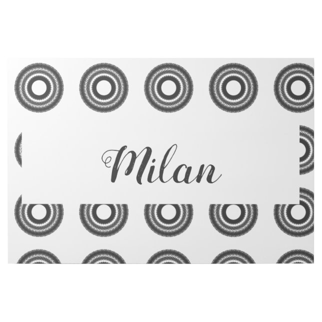 simple custom BLACK mandala monogram add your name Gallery Wrap (Front)