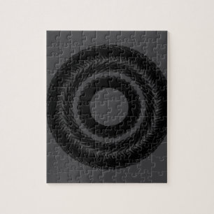 simple custom BLACK mandala monogram add your name Jigsaw Puzzle