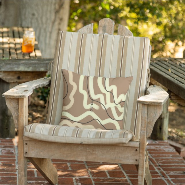 simple custom BLACK mandala monogram add your name Outdoor Pillow (Chair)