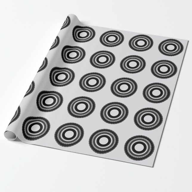 simple custom BLACK mandala monogram add your name Wrapping Paper (Unrolled)