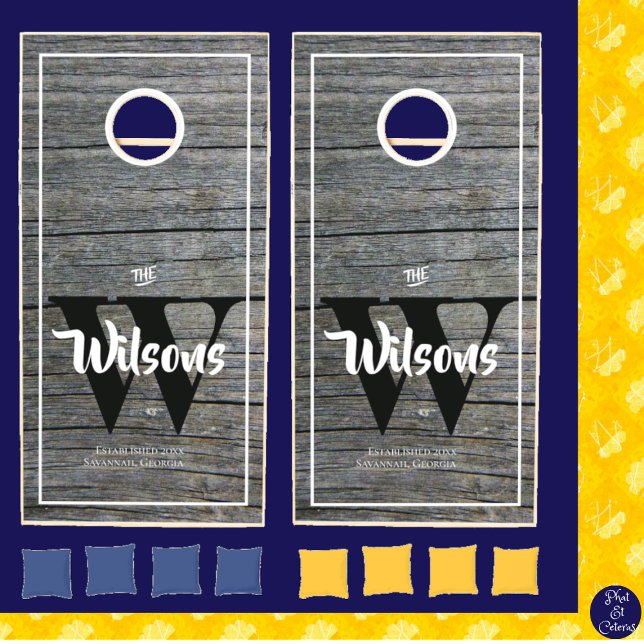 Simple Custom Black White & Gray Barn Wood  Cornhole Set (Creator Uploaded)