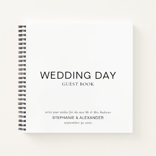Simple Custom Black White Wedding Guest Book