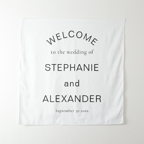 Simple Custom Black White Welcome to Wedding  Tapestry