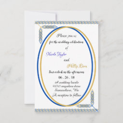 simple custom blue and yellow wedding invitations | Zazzle