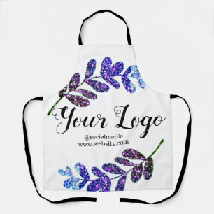 simple custom blue purple black leaves add logo t apron