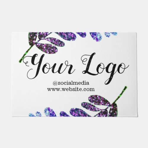 simple custom blue purple black leaves add logo  t doormat