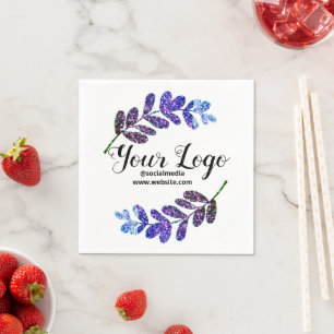 simple custom blue purple black leaves add logo  t napkins
