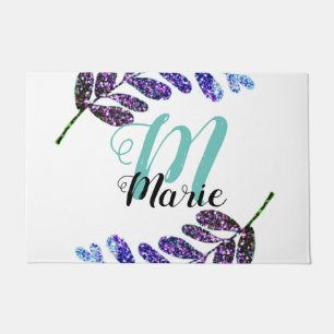 simple custom blue purple black leaves add your t doormat