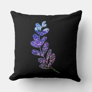 simple custom blue purple black leaves add your t throw pillow