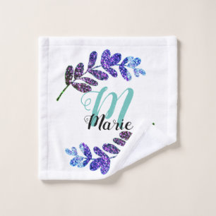 simple custom blue purple black leaves add your t wash cloth