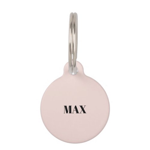 Simple custom blush pink minimalist dog Name info Pet ID Tag