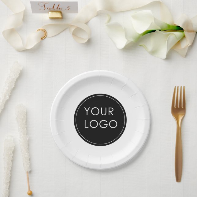 Simple Custom Business Company Logo  Paper Plates (Wedding)
