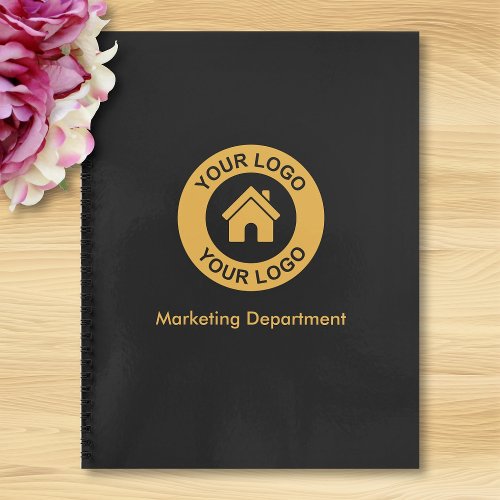 Simple Custom Business Logo And Text Black Notebook