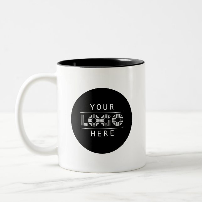Simple Custom Business Logo Branded Two-Tone Coffee Mug (Left)